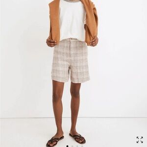 New! Madewell 100% Linen Plaid Shorts Size 6